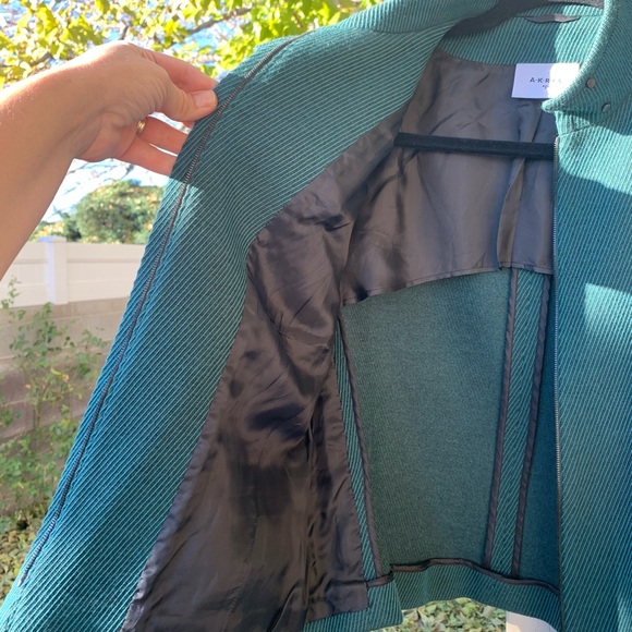 AKRIS green 100% wool zipper jacket size 10 - Picture 7 of 16